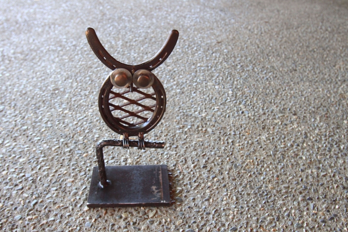 Owl made from horseshoes