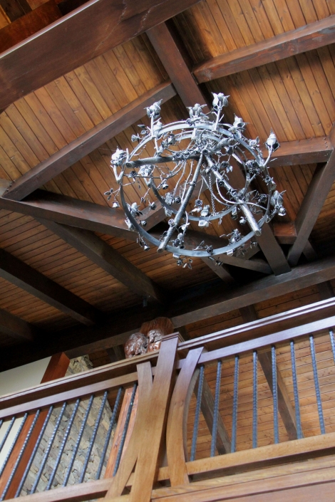Rose chandelier and railing